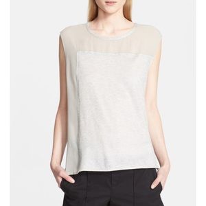 HELMUT LANG Silk & Cotton Sheer Top, Size Large